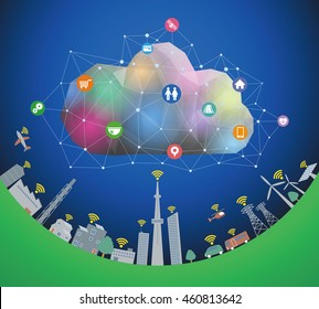 CPS(Cyber-Physical System) concept image illustration, Cloud Computing, Internet of Things