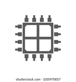 CPU 4 core microchip icon