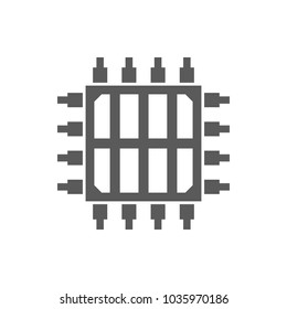 CPU 8 core microchip icon