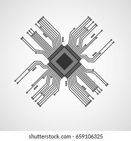 cpu abstract technology. Vector illustration.