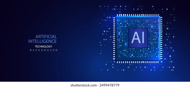 CPU ai Anuncio. Fondo de procesador de microchip futurista. Concepto de base de datos de ordenador cuántico. Diseño de CPU de Procesadores de Computadora Central. Vector de chip digital.