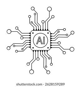 CPU ai icon line, design vetor. design de ícone de processador.