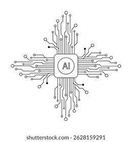 CPU ai icon line, design vector. processor icon design.