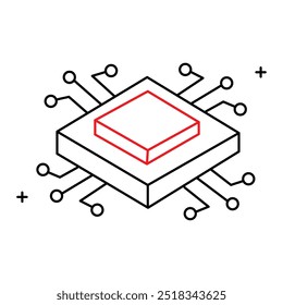 CPU Architecture and Chipset Vector Icon Design,  processor, chipset, central processing unit, microchip, computing hardware