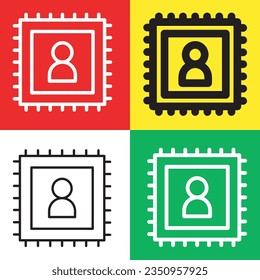 CPU in Avatar icon. CPU and Portfolio vector icon from Artificial Intelligence collection. Outline style CPU with Contact icon.