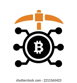 Cpu bitcoin mining currency icon | Black Vector illustration |