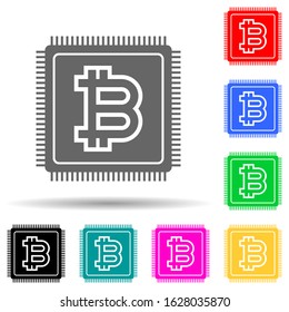 CPU bitcoin multi color style icon. Simple glyph, flat vector of crypto icons for ui and ux, website or mobile application
