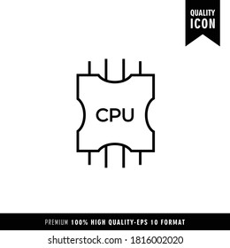 CPU black color of flat simple icon. Web apps security Kit illustration vector of mobile application. Modern style of design. Line single minimalistic sign