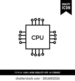 CPU black color of flat simple icon. Web apps security Kit illustration vector of mobile application. Modern style of design. Line single minimalistic sign