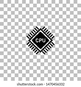 CPU. Black flat icon on a transparent background. Pictogram for your project