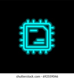 Cpu blue glowing neon ui ux icon. Glowing sign logo vector