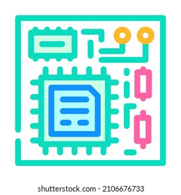 vector de icono de color de la tarjeta cpu. signo de la placa cpu. ilustración de símbolo aislado