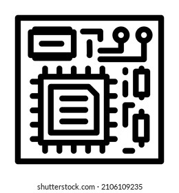 vector de icono de la línea de la tarjeta cpu. signo de la placa cpu. símbolo de contorno aislado ilustración negra