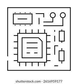 cpu board line icon vector. cpu board sign. isolated contour symbol black illustration