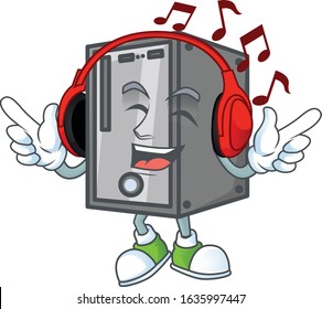 CPU cartoon character design Listening music on a headset