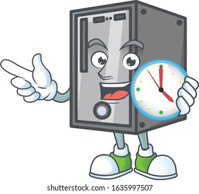 CPU cartoon character style with a clock