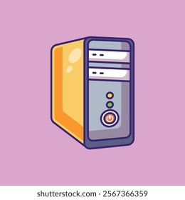 Cpu Case Cartoon Vector Icon Illustration. Computer hardware object icon concept. Flat cartoon illustration.