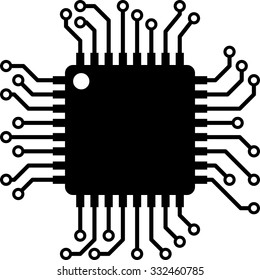 CPU (central processing unit) - Computer chip or microchip. Flat design, vector illustration.