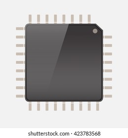 CPU (central processing unit) - Computer chip or microchip, Vector  illustration