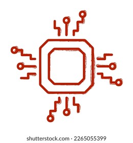 pincel de chip cpu en fondo blanco, ilustración vectorial.