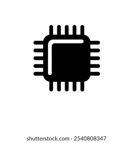 CPU Chip, Central Processing Unit Solid Flat Vector Icon Isolated on White Background.