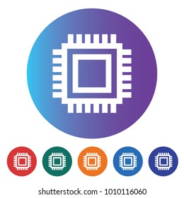 CPU Chip Flat minimal icon vector