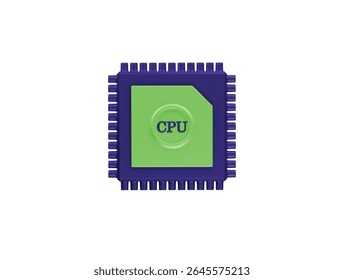 cpu chip icon 3d illustration render