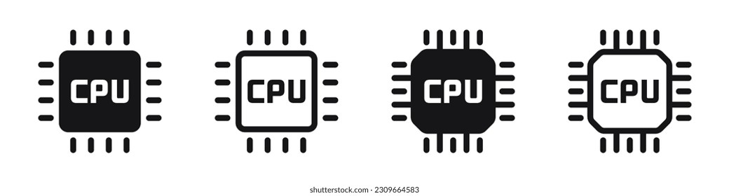 Iconos de chip de CPU. Iconos vectoriales de CPU. Juego de iconos de vector de chip. Iconos de chip de microprocesador. Iconos del procesador.  EPS 10