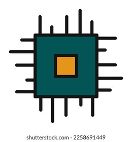 Icono de línea de chip de CPU aislado en fondo blanco. Icono delgado plano negro sobre el estilo de contorno moderno. Símbolo lineal y trazo editable. Ilustración vectorial de trazo simple y de píxel perfecto.
