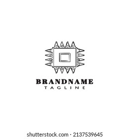 imagen del logotipo de chip cpu icono de dibujos animados plantilla de diseño negro vector aislado moderno