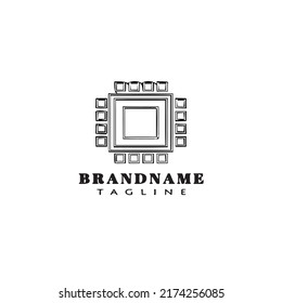 cpu chip logo cartoon icon design template black modern isolated illustration