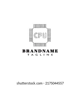 cpu chip logo cartoon icon design template black modern vector illustration