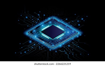 Chip de CPU en motherboard. Cierre 3D de la cpu. Concepto de CPU de procesadores de computadora centrales. Computadora cuántica, procesamiento de grandes datos, concepto de base de datos. Procesador de microchip futurista. Chip digital.