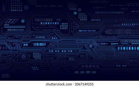 CPU-Chip auf der Hauptplatine - abstrakte 3D-Wiedergabe eines Computerprozessorchips auf einer Leiterplatte mit Mikrochips und anderen Computerteilen