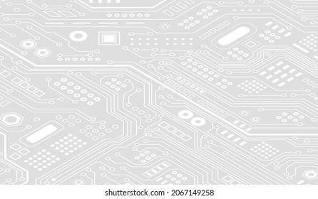CPU Chip on Motherboard - abstract 3D render of a computer processor chip on a circuit board with microchips and other computer parts