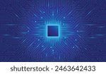 CPU Chip on Motherboard. Central Computer Processors CPU concept. Quantum computer large data processing database concept. Futuristic microchip processor. Digital chip.