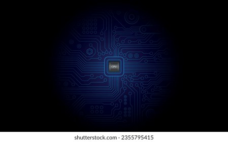 Chip de CPU en motherboard. Concepto de CPU de procesadores de computadora centrales. Computadora cuántica, procesamiento de grandes datos, concepto de base de datos. Procesador de microchip futurista. Chip digital.