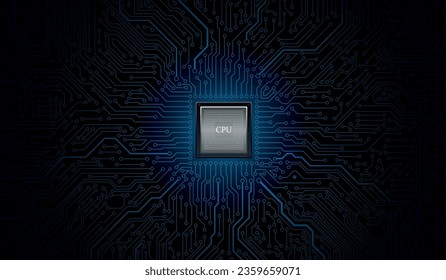 CPU-Chip auf der Hauptplatine. Zentralrechner-Prozessoren - CPU-Konzept. Quantencomputer, große Datenverarbeitung, Datenbankkonzept. Futuristischer Mikrochip-Prozessor. Digitaler Chip.