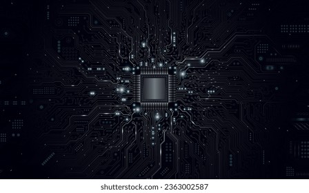 Chip de CPU en motherboard. Concepto de CPU de procesadores de computadora centrales. Computadora cuántica, procesamiento de grandes datos, concepto de base de datos. Procesador de microchip futurista. Chip digital.