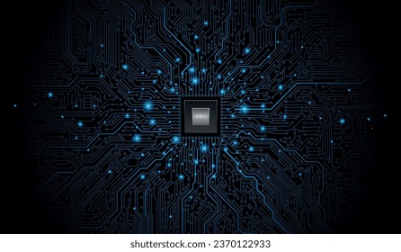 Chip de CPU en motherboard. Concepto de CPU de procesadores de computadora centrales. Computadora cuántica, procesamiento de grandes datos, concepto de base de datos. Procesador de microchip futurista. Chip digital.