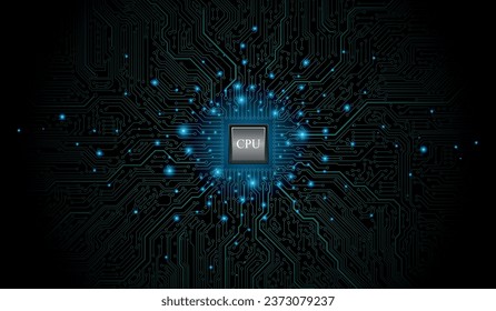 Chip de CPU en motherboard. Concepto de CPU de procesadores de computadora centrales. Computadora cuántica, procesamiento de grandes datos, concepto de base de datos. Procesador de microchip futurista. Chip digital.