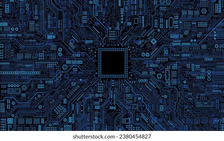 CPU Chip on Motherboard. Central Computer Processors CPU concept. Quantum computer, large data processing, database concept. Futuristic microchip processor. Digital chip.