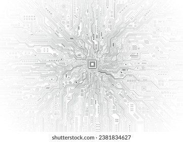 CPU Chip on Motherboard. Central Computer Processors CPU concept. Quantum computer, large data processing, database concept. Futuristic microchip processor. Digital chip.