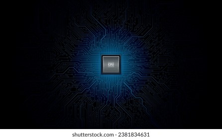 CPU-Chip auf der Hauptplatine. Zentralrechner-Prozessoren - CPU-Konzept. Quantencomputer, große Datenverarbeitung, Datenbankkonzept. Futuristischer Mikrochip-Prozessor. Digitaler Chip.