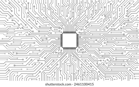 CPU-Chip auf der Hauptplatine. CPU-Konzept für Zentralrechner. Großes Datenverarbeitungsdatenbankkonzept für Quantencomputer. Futuristischer Mikrochipprozessor. Digitaler Chip