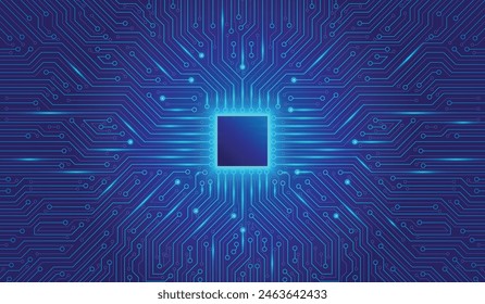 CPU Chip on Motherboard. Central Computer Processors CPU concept. Quantum computer large data processing database concept. Futuristic microchip processor. Digital chip.