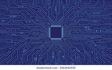 CPU Chip on Motherboard. Central Computer Processors CPU concept. Quantum computer large data processing database concept. Futuristic microchip processor. Digital chip.