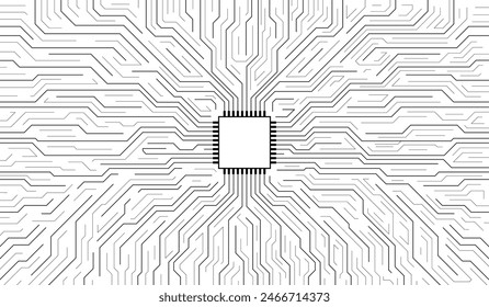 Chip de CPU en la placa base. Concepto de CPU de procesadores de ordenador central. Concepto de base de datos de procesamiento de datos Grande de computadora cuántica. Procesador de microchip futurista. Chip digital.