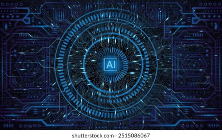 Chip de CPU en la placa base. Concepto de CPU de procesadores de computadora central. Computadora cuántica Grande concepto de base de datos de procesamiento de datos. Procesador de microchip futurista. Fondo de chip AI con luz de circuito.
