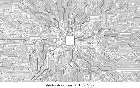 Chip da CPU na placa-mãe. Conceito de CPU de Processadores de Computador Central. Conceito de banco de dados de processamento de grandes dados de computador Quantum. Processador de microchip futurista. Fundo de chip AI com luz de circuito.